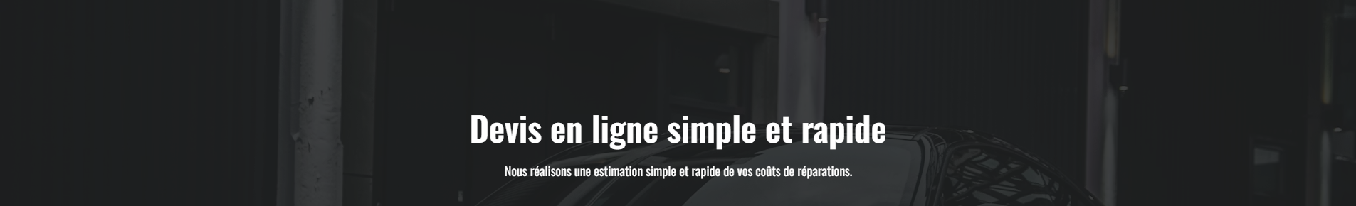 Capture d'écran annonçant le formulaire de demande de devis en ligne simple et rapide du garage automobile