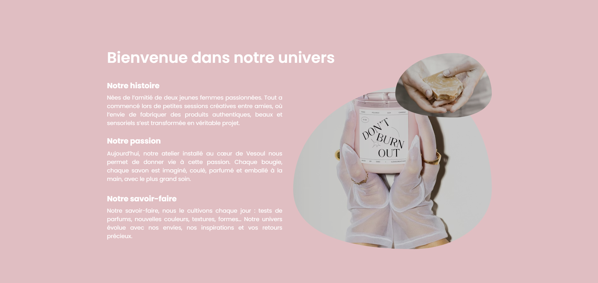 Section présentation de la boutique artisanale à Vesoul avec histoire et valeurs locales.