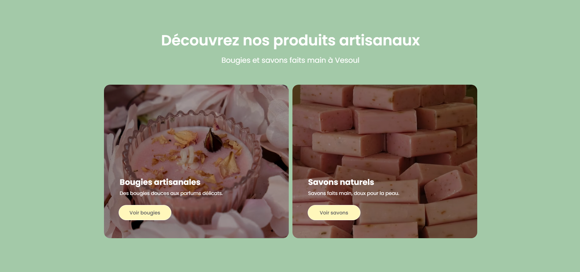 Capture d’écran de la page boutique en ligne avec produits artisanaux à Vesoul.