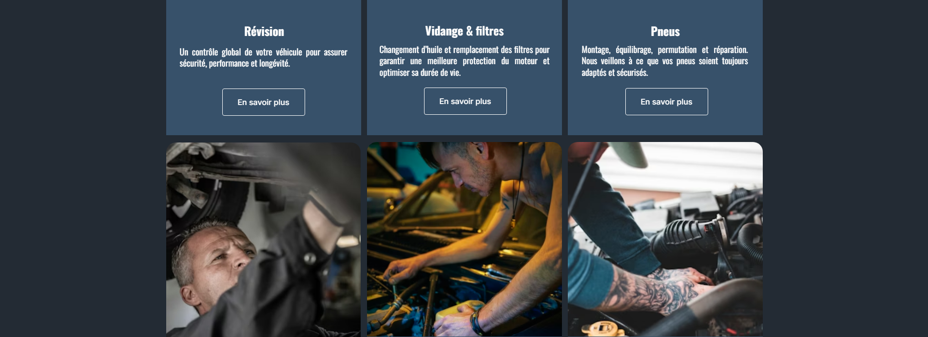 Présentation des services rapides que propose le site internet du garage automobile