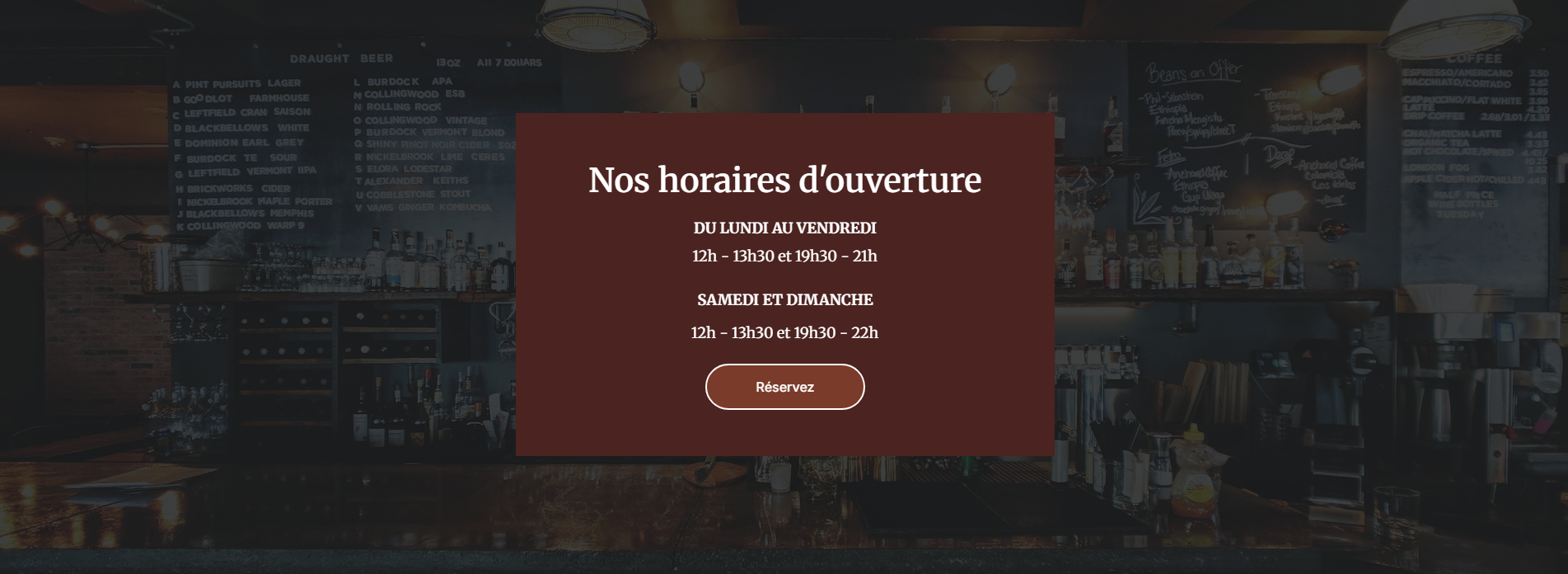 Capture d’écran de la section présentant les horaires du restaurant à Vesoul.