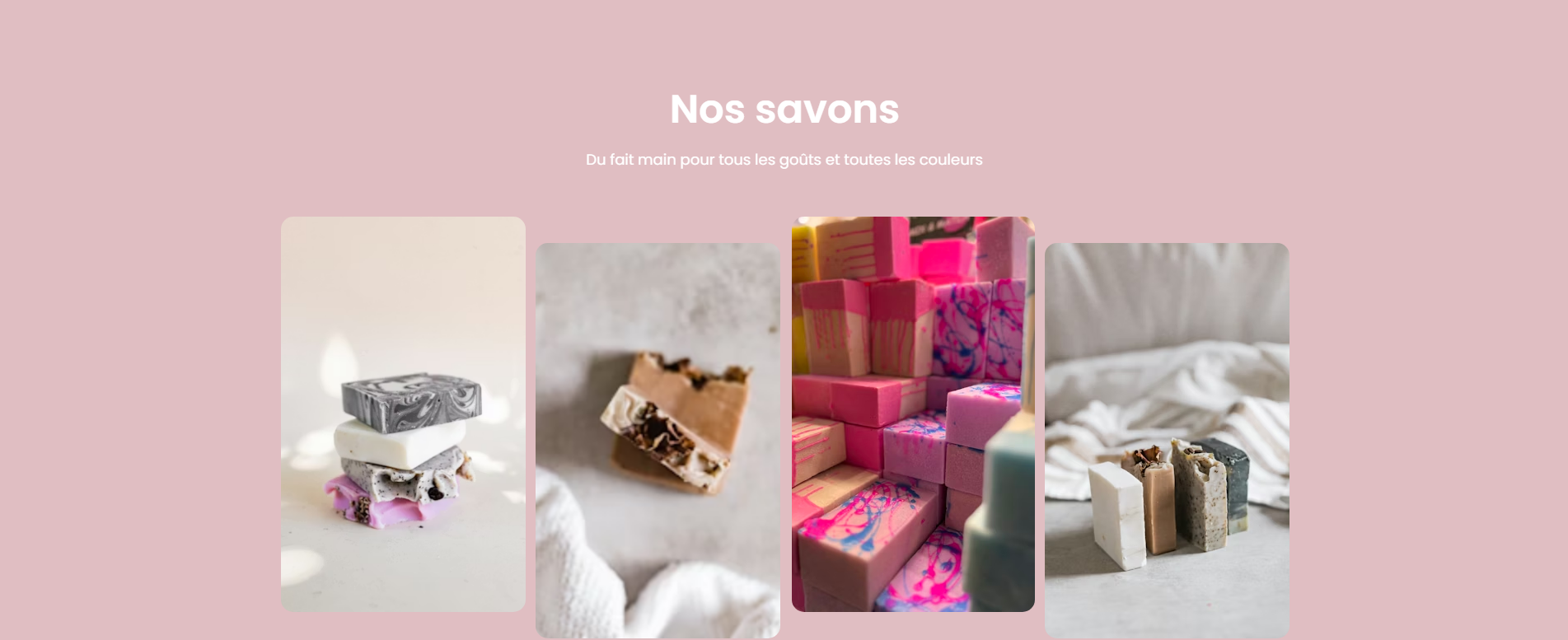 Capture de la section dédiée aux savons artisanaux faits main à Vesoul.