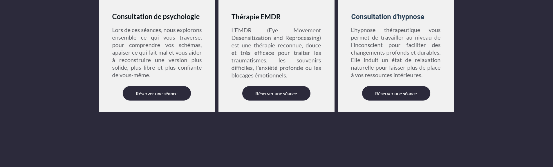 Section décrivant les accompagnements que propose la psychologue