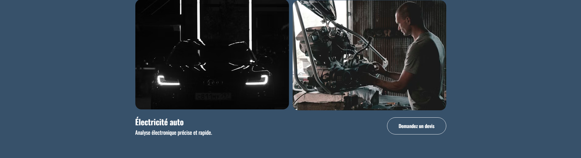 Présentation de la prestation electricité auto du site internet du garage automobile
